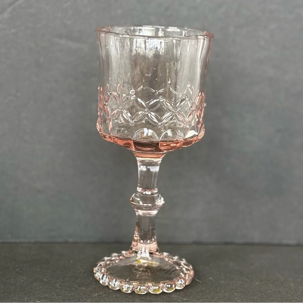 Anthropologie Savannah Wine Glass Pink Hand Blown Glass NEW
